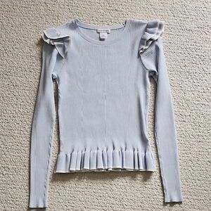 Women's Ruffled Blue Top